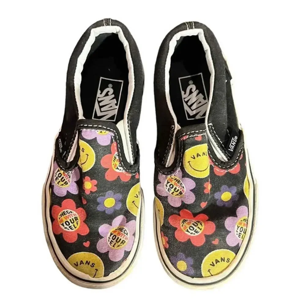 Vans Classic Slip-On Kids US 12 Multicolor Smiley Flower‎ Hey You're